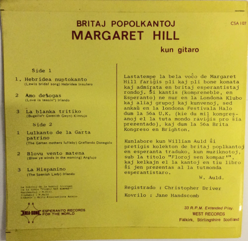 Margaret Hill = Britaj Popolkantoj - Rear Sleeve Collectors Record
