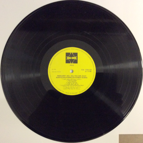 Bill Auld kaj Margaret Hill = Kantoj kaj Poemoj de Robert Burns - Rare Collectors Record